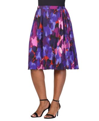 Plus Size Pleat Elastic Waist Party Midi Skirt