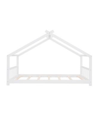 Twin Size House Bed Wood Bed, White