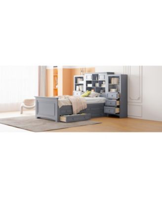 Wood Platform Bed with Built-In Storage