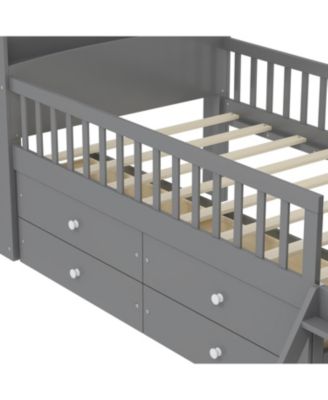 Twin Bed Frame with Storage & Guardrail