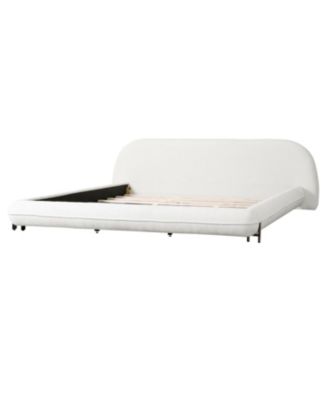 King Boucle Upholstered Platform Bed Frame