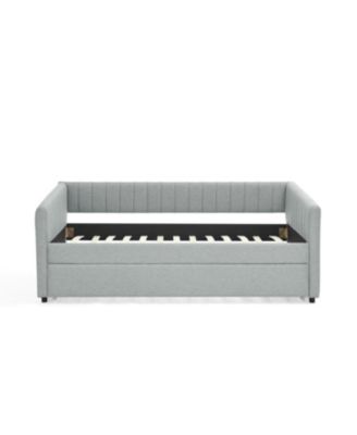 Twin Daybed with Trundle Grey Linen