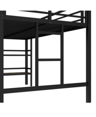 Twin Metal Loft Bed with Shelf & Ladder