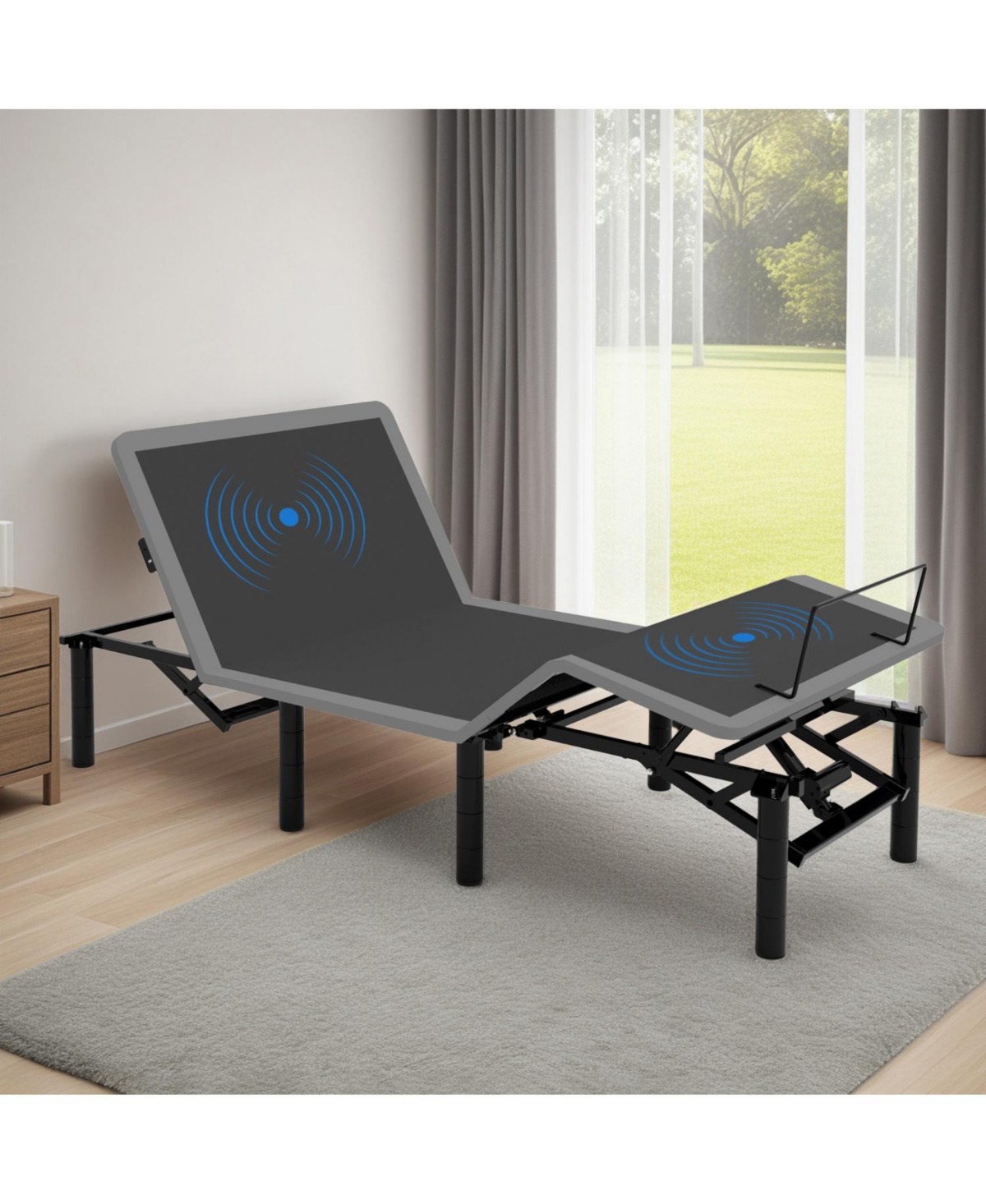 Streamdale Furniture Adjustable Bed Frame Twin Xl with Massage, Usb, Led & Remote