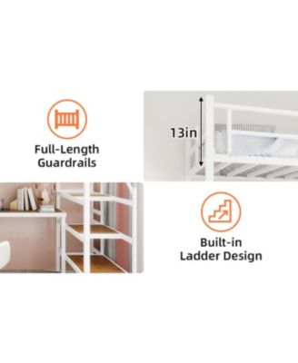 Loft Bed with L-Desk, Storage, Stairs & Railing