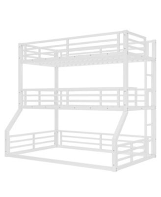 Triple Bunk Bed, Metal, White