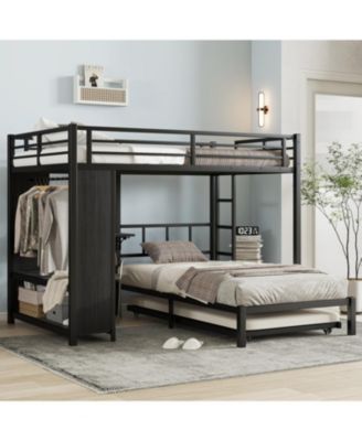 Full/Twin Bunk Bed- Wardrobe, Trundle, Desk, Ladders