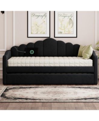 Streamdale Twin Velvet Daybed with Trundle & USB