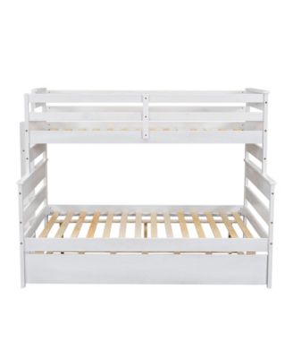 Wood Twin over Full Bunk Bed with Twin Size Trundle