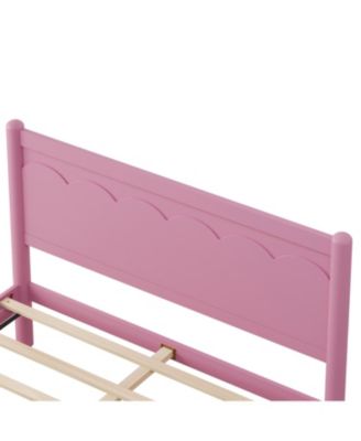 Wood Platform Bed Frame with Headboard and Wooden Slat Support