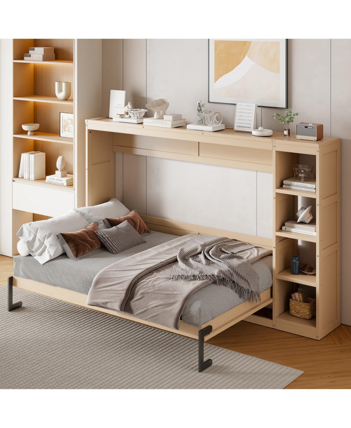 Streamdale Furniture Full Size Murphy Bed with Bookshelf