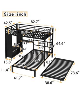+ Twin over Twin + Wood/Metal (if material is specified) + Trundle, Desk & Wardrobe + Bunk Bed