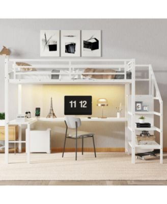 Streamdale Twin XL Loft Bed with Desk, Wardrobe, USB & LED