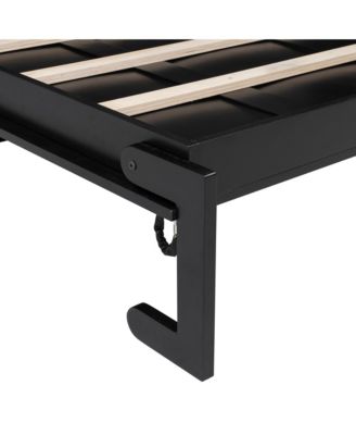 Full Size Murphy Bed with Storage Cabinets, Black