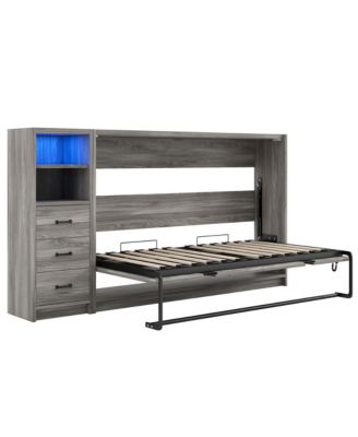 + Twin + Wood (or MDF, if that s the material) + Murphy Bed with Drawers & LED, Folds to Cabinet + Bed