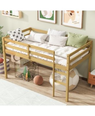 Solid Wood Twin Loft Bed with Ladder