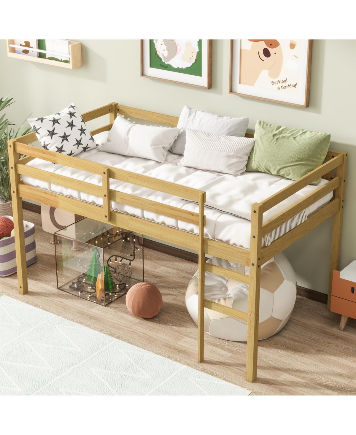 Streamdale Furniture Solid Wood Twin Loft Bed with Ladder