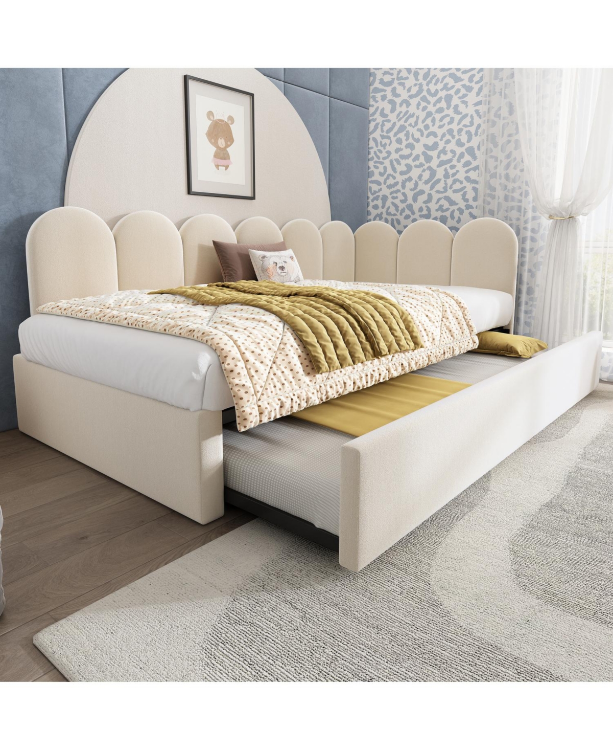 Streamdale Furniture Upholstered Daybed with Pull-Out Bed, Twin(No Mattress)