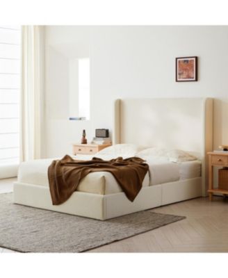 Carmen Ivory Boucle King Upholstered Wingback Platform Bed