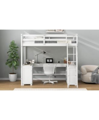 Loft Bed with U-Desk, Drawers & Shelves