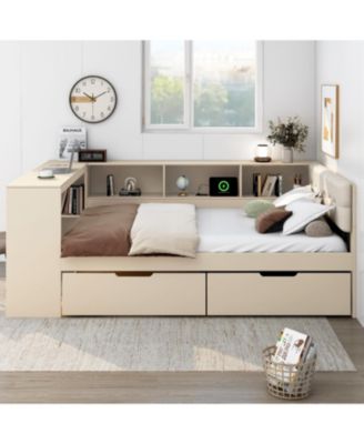  Full Platform Bed with Storage, Charging Station