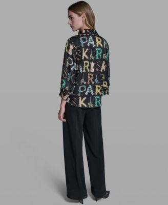 Women's V-Neck Allover Print 3/4-Sleeve Top