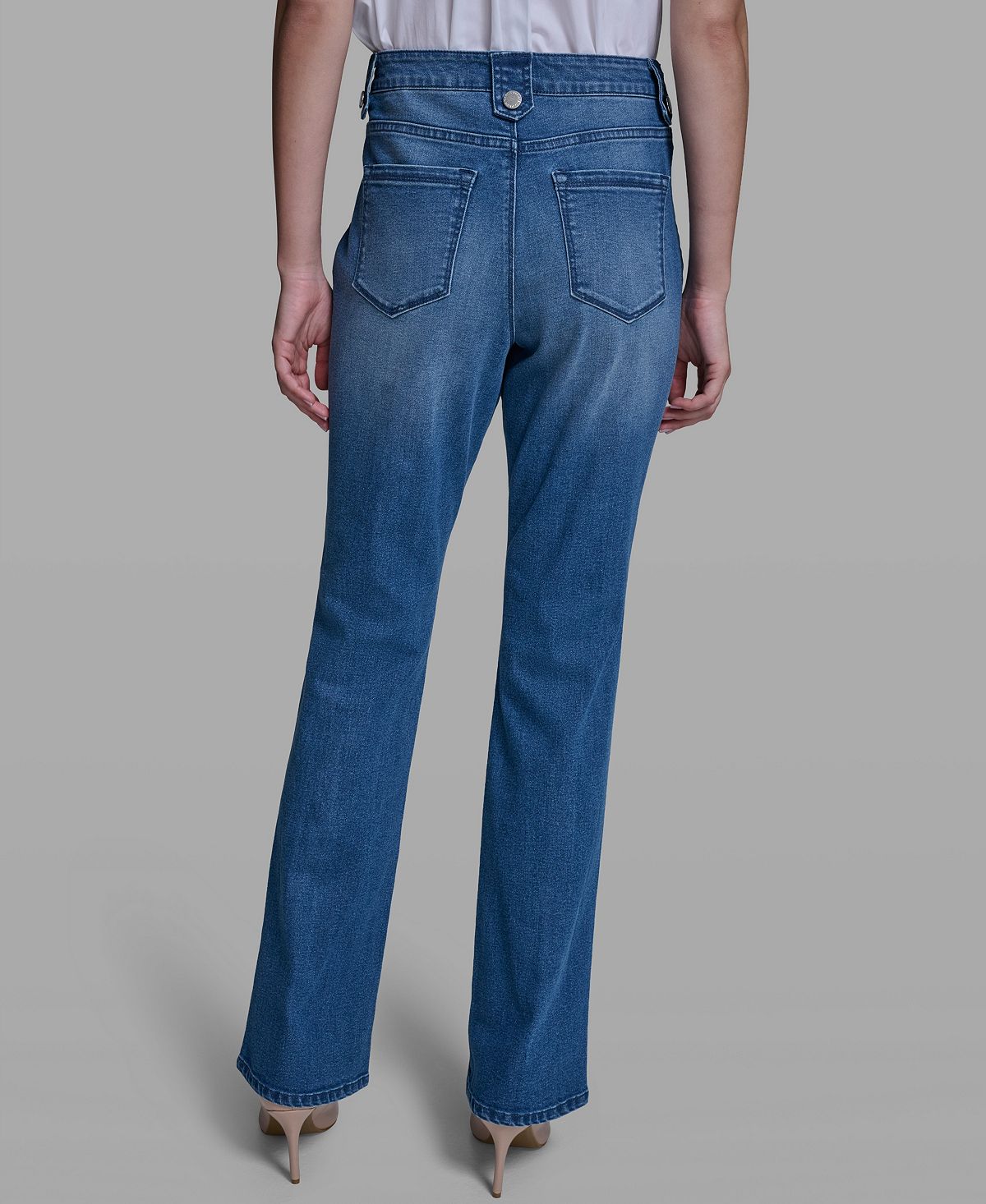 KARL LAGERFELD PARIS Women's Mid-Rise Straight Leg Jeans view 2 — MAYCSS fashion products