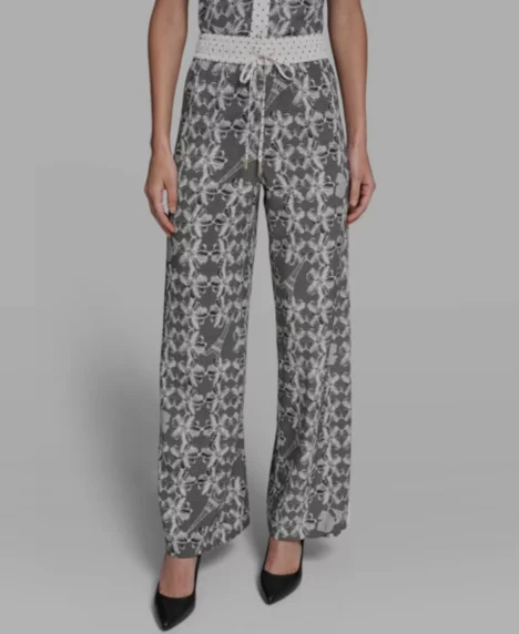 Women's Lace Print Soft Pull-On Pants, Regular & Petite - Black/Bisque
