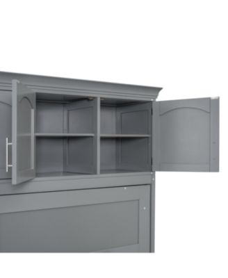 Queen Size Murphy Bed Wall Bed with Cabinets,Gray
