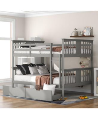 Full over Full Bunk Bed with Drawers Ladder