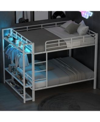 Twin Over Full Metal Storage & LED Light Bunk Bed