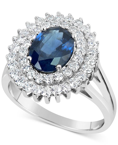 Macy's Sapphire (21/5 ct. t.w.) and Diamond (3/4 ct. t.w.) Ring in 14k