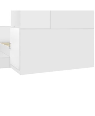 Full size Wooden Platform Bed with 6 Drawers, Shelves, desk and Wardrobe