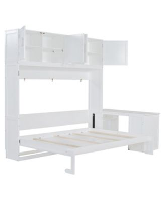  Queen Murphy Bed with Desk & Storage - White