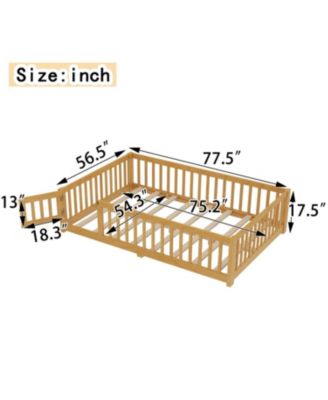 Floor Bed with Guardrails & Door - Full Size