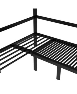 Queen Over Queen Pull-Out Bunk Bed, Safety Rails, Black