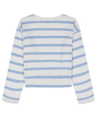 Girls' 7-16 Waffle Stripe Round Neck T-Shirt