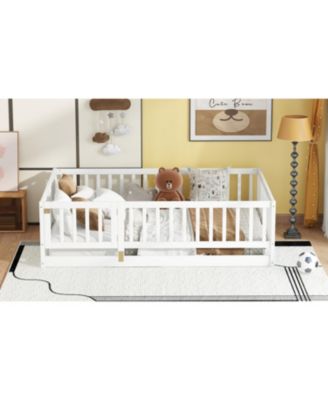  Montessori Floor Bed with Fence & Door