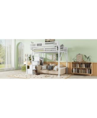 Full Loft Bed with Stairs, Storage, & Wardrobe