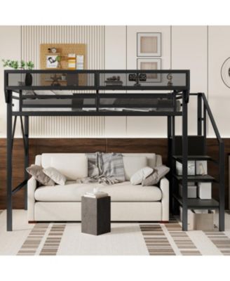 Streamdale Twin XL Loft Bed with Stairs & Storage Shelves
