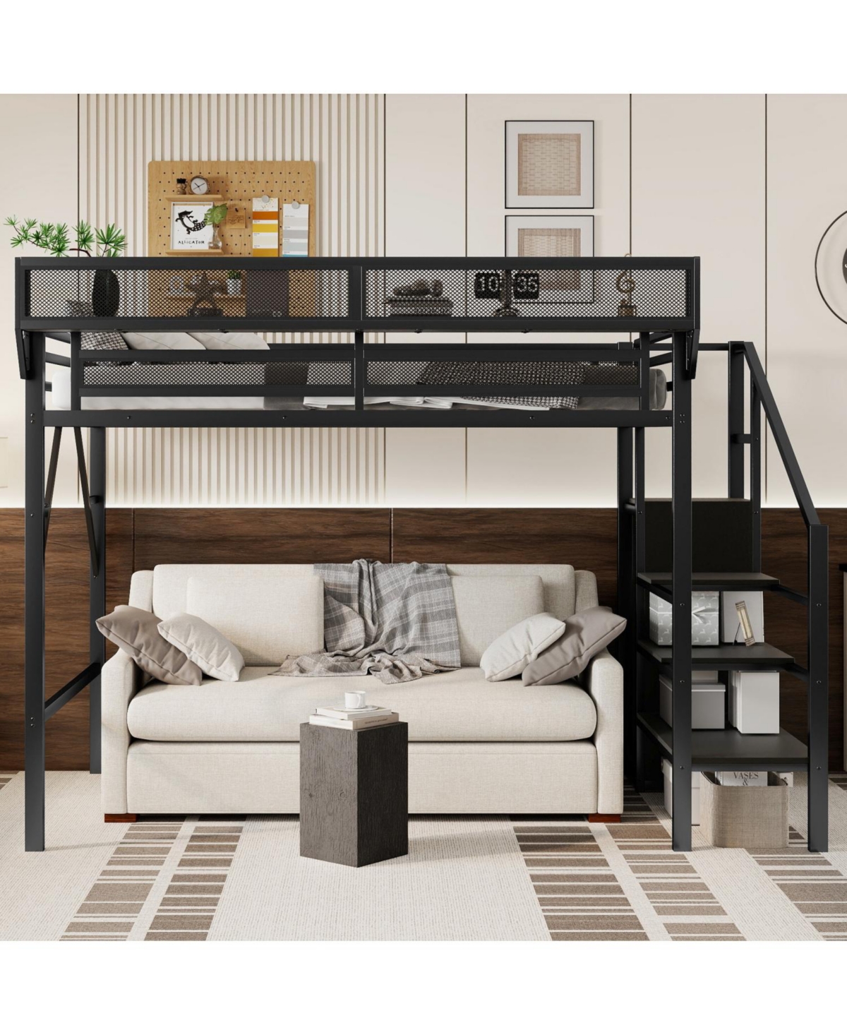 Streamdale Furniture Streamdale Twin Xl Loft Bed with Stairs & Storage Shelves