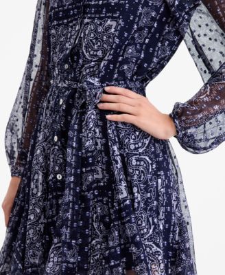 Women's Bandana-Print Tie-belt Shirtdress