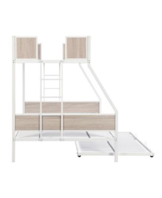 Twin Over Full Bunk Bed with 2 Ladders, Guardrail, Trundle