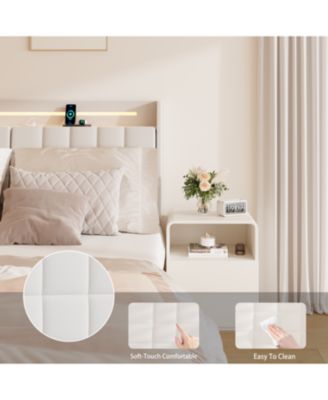 King Floating Bed Frame with LED and Charger