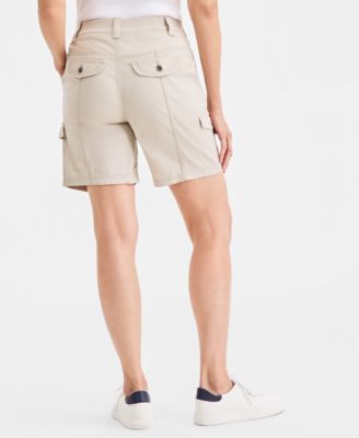 Women's Petite Mid-Rise Comfort-Waist Cargo Shorts