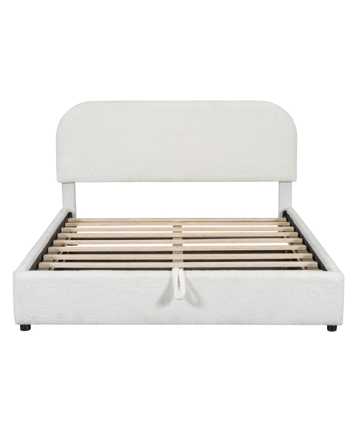 Streamdale Furniture White Teddy Fleece Queen Platform Bed with Storage