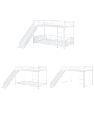 Streamdale Twin over Twin Size Metal Bunk Bed with Slide and Guardrails, Black