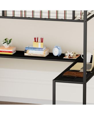 Full Loft Bed w/ Desk, LED, Charging, Wardrobe & Drawers