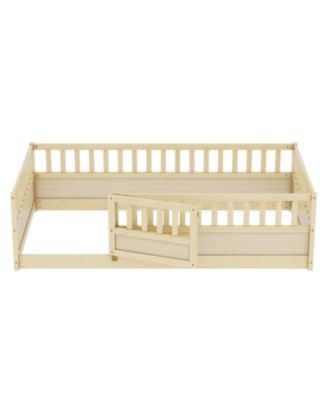 Twin Floor Bed with Safety Rail & Door