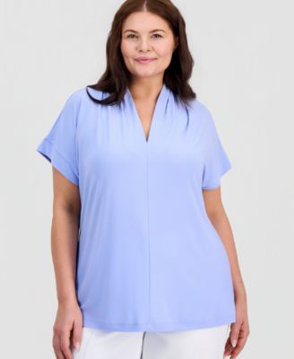 Plus Size Short-Sleeve V-Neck Knit Top